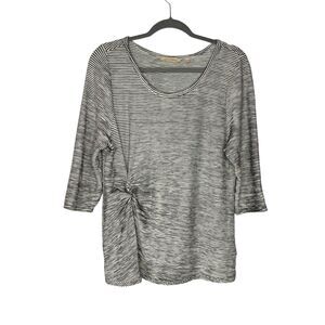 Soft Surroundings Side Cinched 3/4 Sleeve Stripe Knit Top Women’s Large